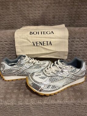 Bottega Veneta Orbit Silver Women’s Sneakers - Size 10